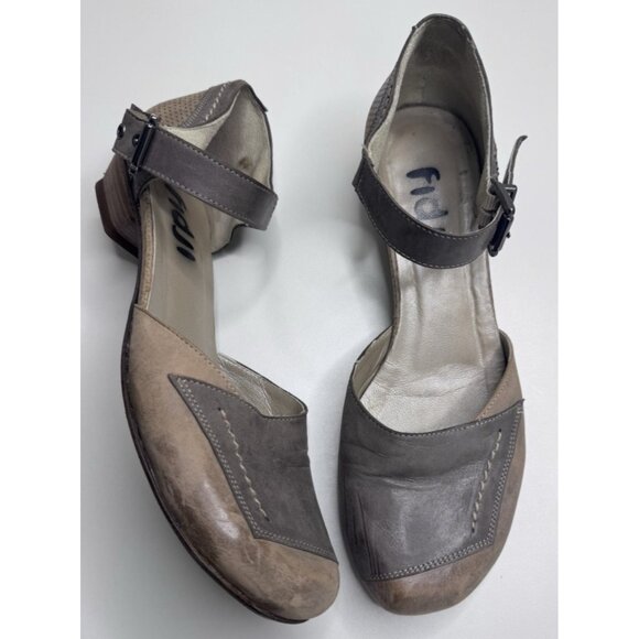 Fidji Two Tone Leather Mary Jane Shoes Size 39 EU 8 US - Picture 5 of 16